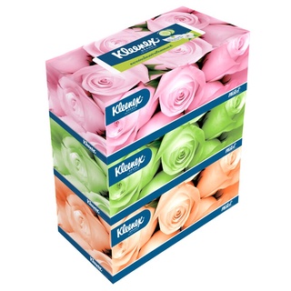 กระดาษเช็ดหน้า คลีเน็กซ์  สีขาว 140 แผ่น แพ็ค 3 กล่อง กระดาษทิชชู Kleenex Facial Tissue White 140 Sheets Pack 3 Boxes