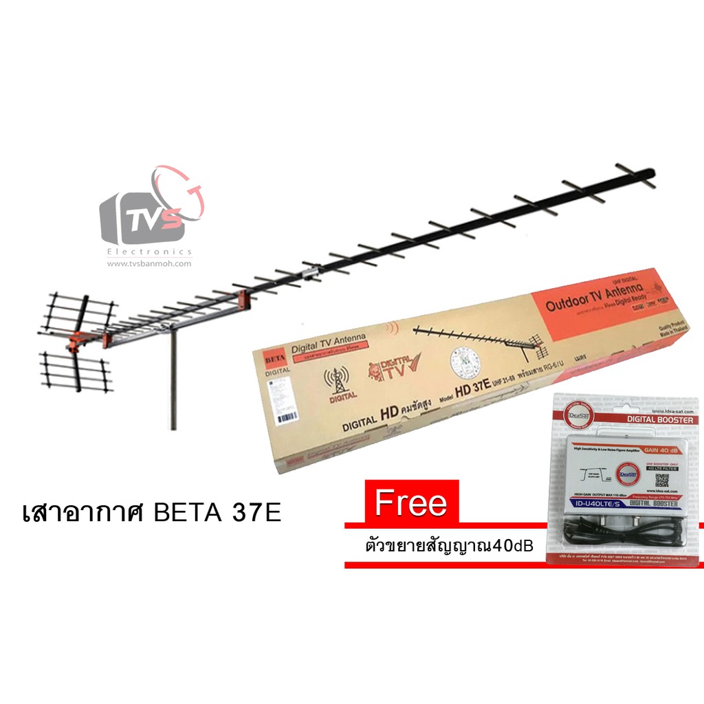 แผงเสาอากาศ DIGITAL TV BETA รุ่น HD-37E แถม ตัวขยายสัญญาณ IdeaSat 40dB