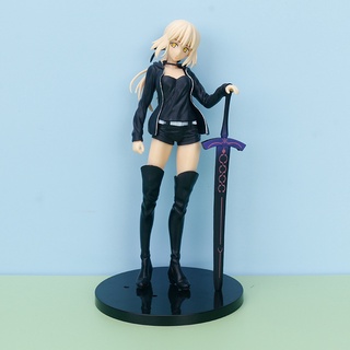 Fate Stay Night ตุ๊กตาฟิกเกอร์ PVC รูป Saber Arturia ขนาด 23 ซม. สีดํา ของเล่นสําหรับเด็ก