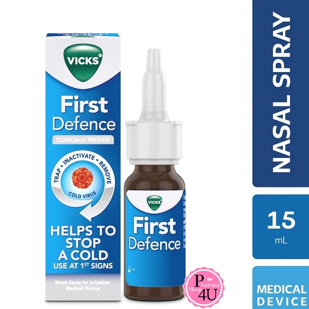Vicks First Defence Nasal Spray สเปรย์พ่นจมูก ช่วยดักจับไวรัสหวัดในโพรงจมูก 15 ml. [9605]