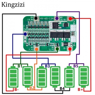 บอร์ดโมดูลป้องกันแบตเตอรี่ลิเธียม 6S 15A 24v PCB BMS สําหรับ 6 แพ็ค 18650 Li-Ion