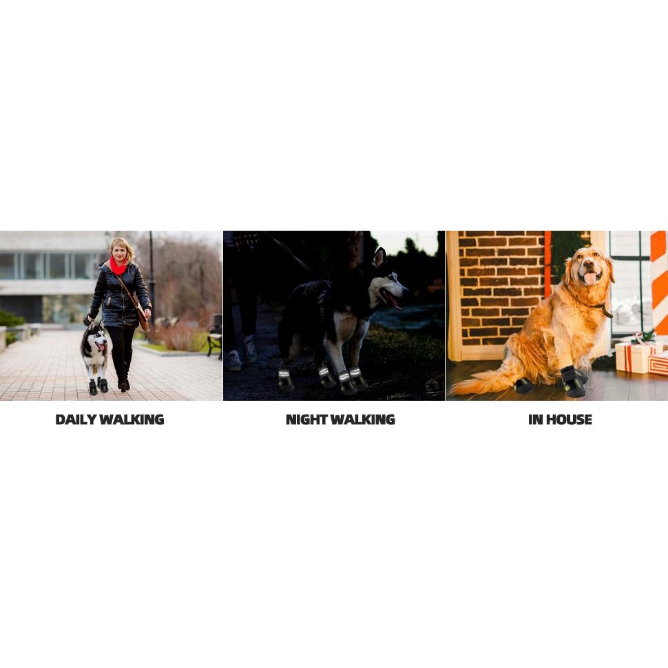 พร้อมส่งในไทย รองเท้าสุนัขแมว กันลื่น มีแทบสะท้อนแสง