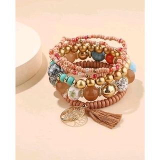 Earthy bracelet (5pcs.) ข้อมือลูกปัด สีสวย เซต 5 ชิ้น น่ารักมากค่ะ