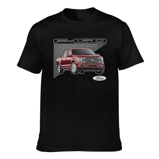 ผ้าฝ้ายคอกลมเสื้อยืด ผ้าฝ้าย พิมพ์ลาย Ford Trucks F 150 สําหรับผู้ชายfrom S-4XL