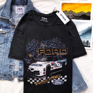 เสื้อครอปสายฝอ - ผ้าฝ้ายวินเทจขนาดใหญ่บนเสื้อผู้ชาย CARTEE "FORD" ของแท้ที่มีตราสินค้าล้น