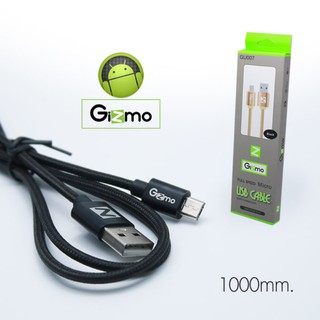 Gizmo Cable สายชาร์จ Micro สายกลมถัก Quick Charge &amp; Data 1000mm. (Black)