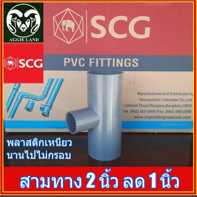 สามทาง 2 นิ้ว ลด 1 นิ้ว ตราช้าง สีเทา scg
