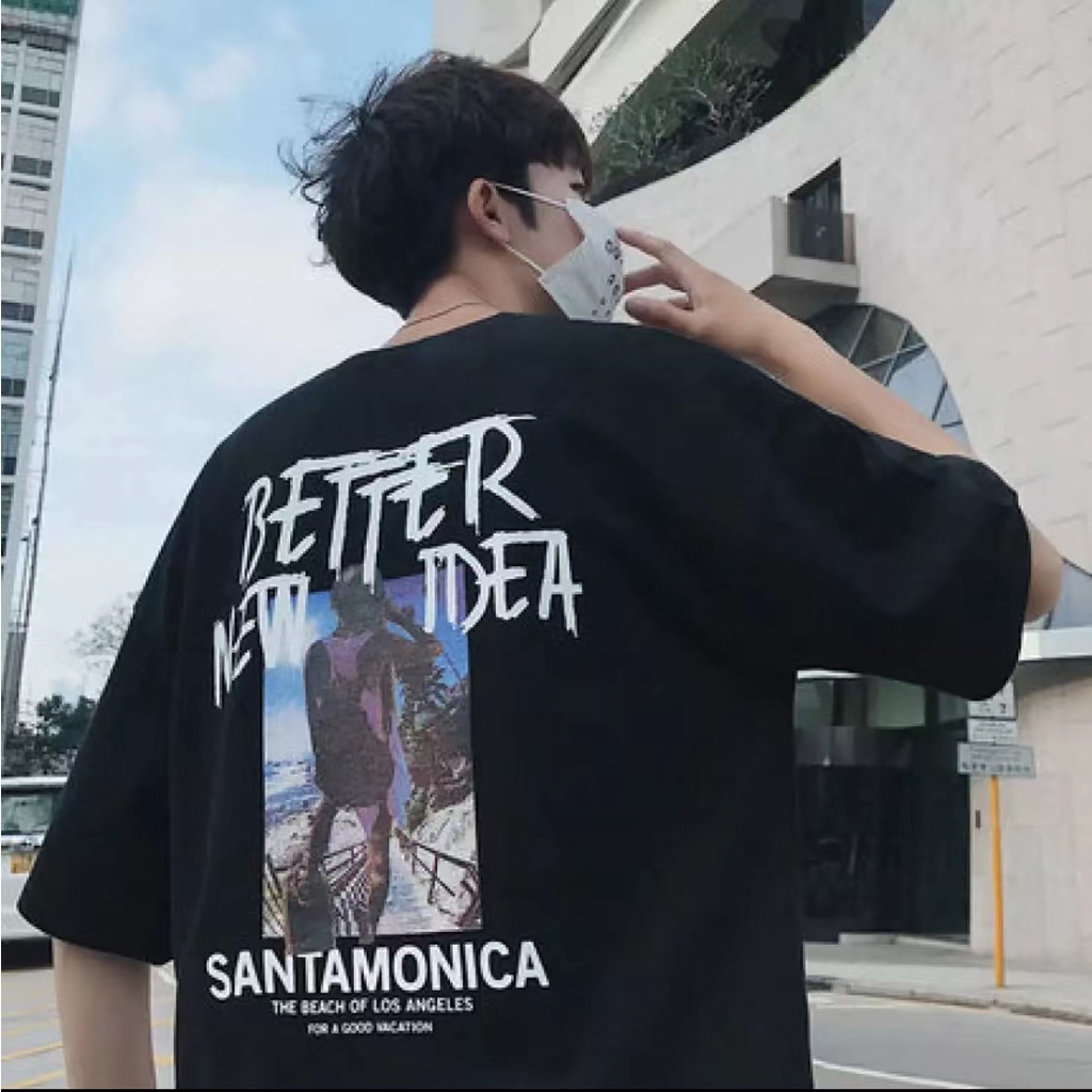 Fashion Boy ชายเสื้อฮิปฮอปแขนสั้นแขนยาวเวอร์ชั่นเกาหลีเสื้อยืดเย็บเสื้อเชิ้ตแขนห้าจุด