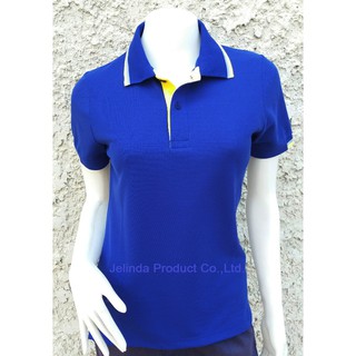 Polo W1007 เสื้อโปโลหญิงสีพื้น  สีน้ำเงิน  (เก็บเงินปลายทางได้)