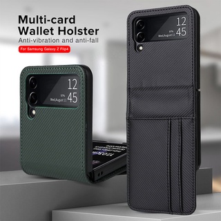 For Sumsung ZFlip4 Case Luxury Leather Card Slot Wallet Cover For Galaxy Z Flip4 Flip 4 5G 2022 Hard PC Frame Protect Cover