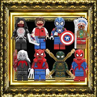 เข้ากันได้กับ Leging Minifigures Marvel Movie Hydra SpiderMan Mysterio Peter Parker Silk Knull Captain America Building Blocks ของเล่นสําหรับเด็ก