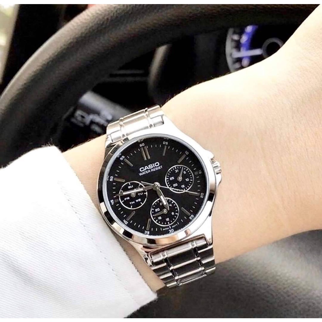 นาฬิกาคู่รัก Casio รุ่น MTP-V300D และ LTP-V300D นาฬิกาสายแสตนเลส - ของแท้ 100% รับประกันศูนย์ CMG 1ปี