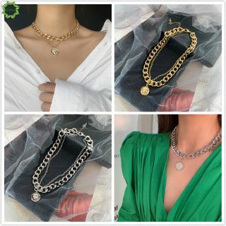 Cod Qipin Punk Gold Silver Chain Choker Necklace Hip Hop Double Layer Necklace for Women Jewelry