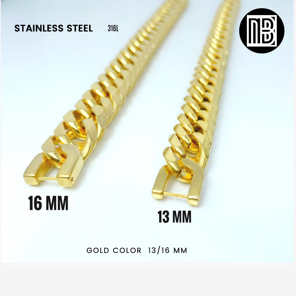 G-275/233 สร้อยมือสแตนเลสแท้ กว้าง13mm16mm สีGold color ตะขอเข้ารูป ไม่ลอกไม่ดำ สามารถใส่อาบน้ำได้ โดนเหงื่อได้