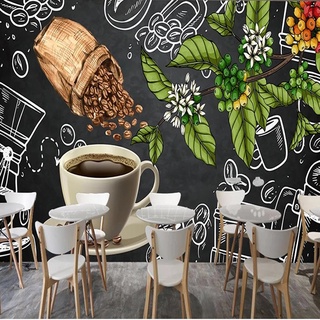 โปสเตอร์ภาพวอลล์เปเปอร์ลายผลไม้กาแฟ 3D สําหรับตกแต่งผนังร้านอาหาร