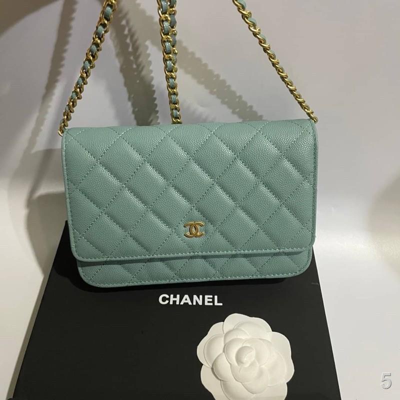 Chanel Classic Wallet On Chain WoC In Iridescent Khaki Caviar Leather SOLD