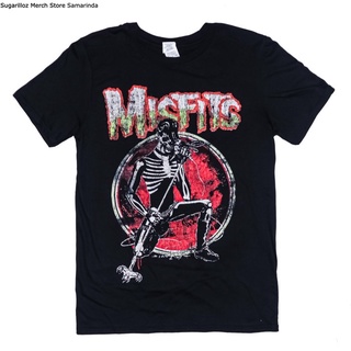 คอลูกเรือเสื้อยืดคอกลมMisfits เสื้อเชิ้ต ลายโครงกระดูก - Sผ้าฝ้ายแท้