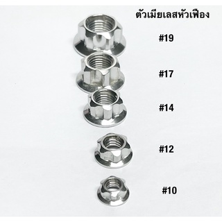 น็อตตัวเมีย ตัวเมียเลส ตัวเมียเฟือง เบอร์ 10,12,14,17,19 น๊อตตัวเมีย สแตนเลส(หัวเฟือง) ราคาตัวละ