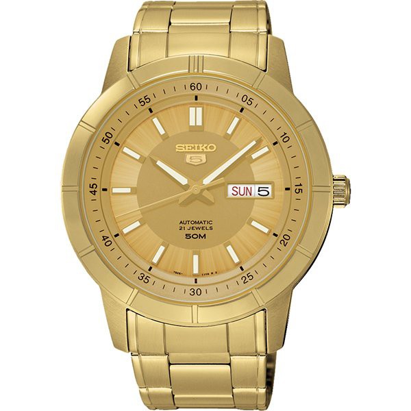 SEIKO 5 Jumbo Size Automatic Men's Watch สายสแตนเลสทอง รุ่น SNKN62K1 - สีทอง