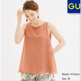 GU Sleeveless Chiffon Top เสื้อไม่มีแขน ผ้าชีฟอง ซับในด้วยผ้ายืดนิ่มเด้ง