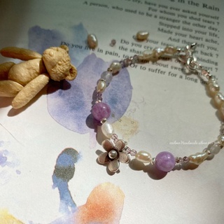 Zzz.ilver  สร้อยข้อมือเม็ดเงินแท้ Kunzite , Mix Stone , Pearl