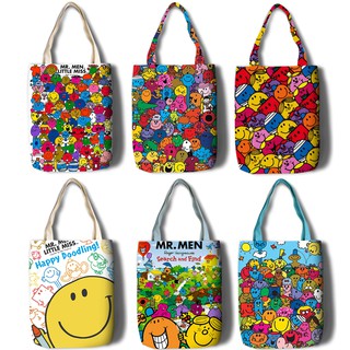 mr men and little miss mr men and little miss shopping bag canvas girls กระเป๋าสะพายข้างแบบพกพา