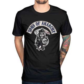 เสื้อยืดสีขาวเสื้อยืดผู้ชายพิมพ์ลายโลโก้ Sons Of Anarchy Main Logo McS-4XL