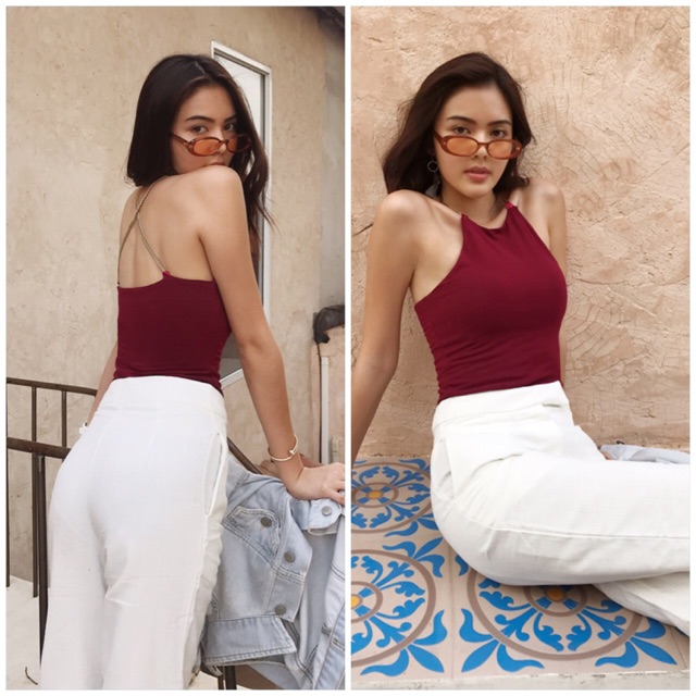 KIMBER Official red gold chain crop top