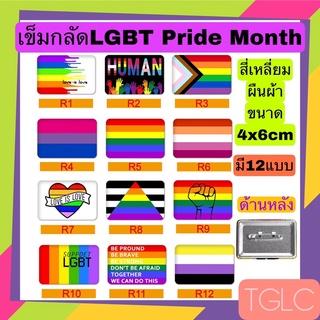 พร้อมส่ง เข็มกลัดสี่เหลี่ยมผืนผ้า LGBT Pride Month สีรุ้ง มี12แบบ ขนาด4x6cm THAI GREENLICIOUS TGLC