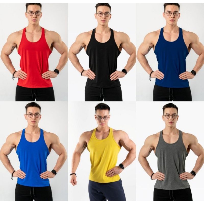 PLAIN SINGLET SMALL STRAPS GYM SPORTS RUNNING FITNESS