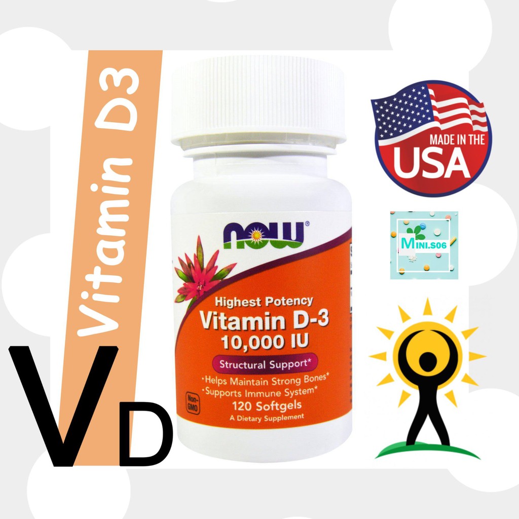 [ วิตามินดี 3 ] - Now Foods, Vitamin D-3 10,000 IU x 120 ซอฟเจล (Softgels)