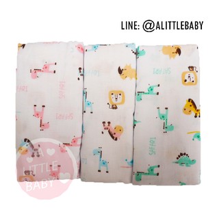 ผ้าอ้อมผ้าสาลู cotton 100%  27 นิ้ว เกรดAAA+ แพ็ค 12 ผืน คละสี (ลาย Giraffe Safari)