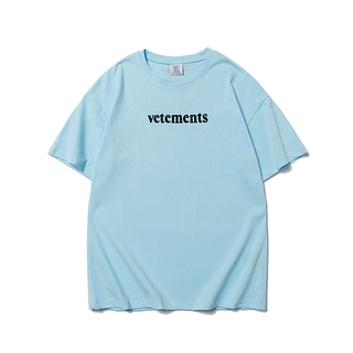 ราคาต่ำสุด!!VETEMENTS Neutral ผู้ชายและผู้หญิงแฟชั่นลำลองเสื้อยืดแขนสั้นS-3XL