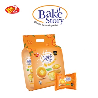 🍊win2 Bake Story Egg Tart Cake Orange Flavour วินทู เบคสตอรี่ เค้กทาร์ตไข่ รสส้ม 25 กรัม x 10 ชิ้น