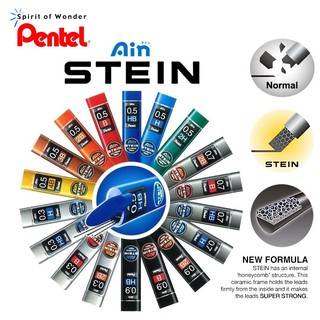 ไส้ดินสอกด Pentel Ain Stein 0.3 / 0.5/ 0.7 / 0.9  HB / 2B เพนเทล (12 / 40 ไส้)