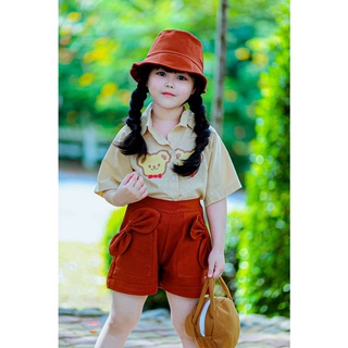 ชุดน้องหมี 4 ชิ้น เสื้อ+กางเกง+แถมหมวกและ. #ฟรีกระเป๋าถือน้องหมี