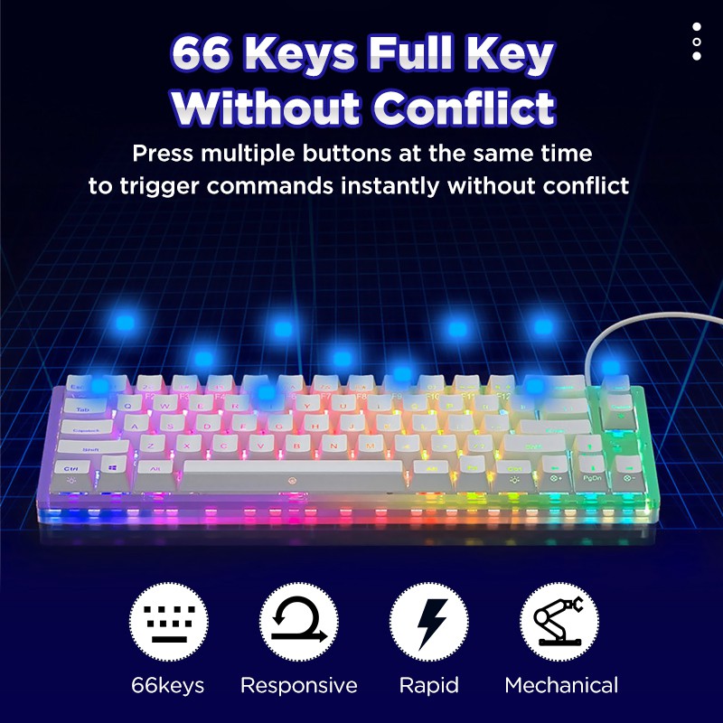 GamaKay K66 Mechanical Keyboard 66 Keys Gateron Switch Hot Swappable ...