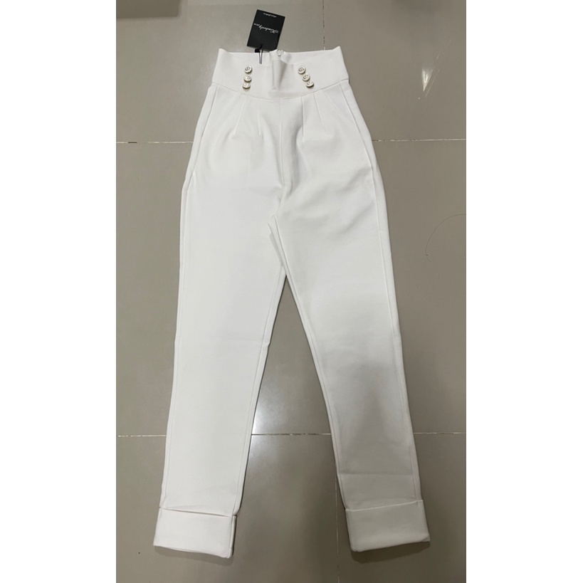 กางเกงผ้าเทพ กางเกงทำงาน ไซส์ S งานป้าย Kimberly มือ 1 ป้ายห้อย กางเกงผ้าเทพขายาว สีขาว ทรงสวย ผ้าหนา ผ้าเทพ