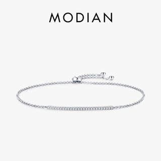 Modian สร้อยข้อมือเงินแท้ 925 ประดับเพทาย ปรับได้ หรูหรา เครื่องประดับ สําหรับผู้หญิง งานแต่งงาน