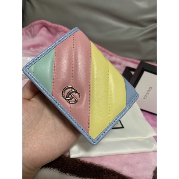 Used gucci marmont pastel wallet แท้ 10000%
