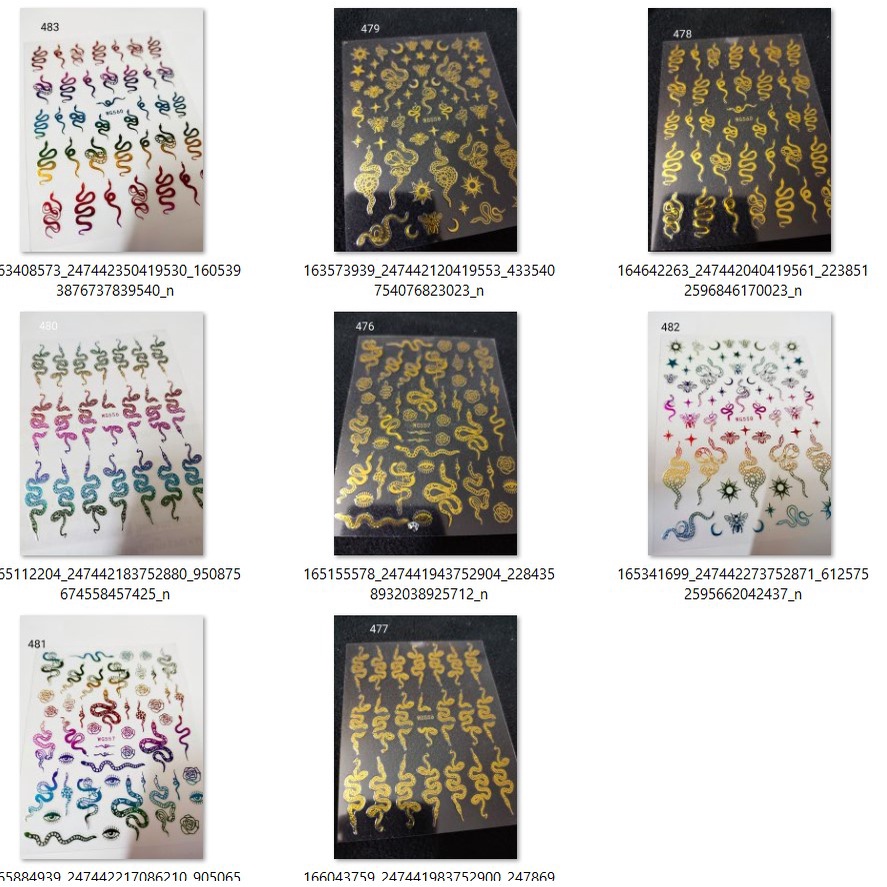 K1.สติ๊กเกอร์แปะเล็บ แบบมีกาวในตัว ลอกแปะได้เลย ลายงู