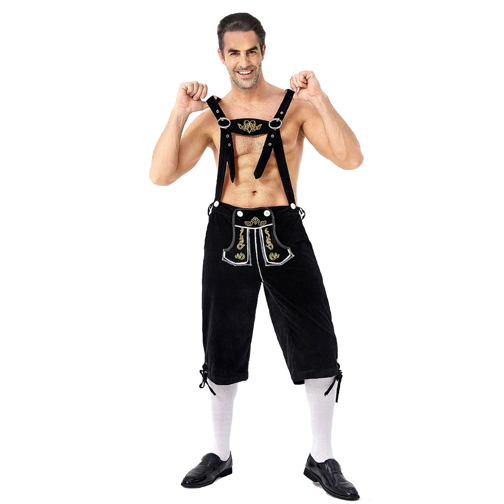 เสื้อผ้าผู้ชายคอสเพลย์  Halloween Costume German Oktoberfest Pants  Men&39;s  Stage  Overalls Clothing #1