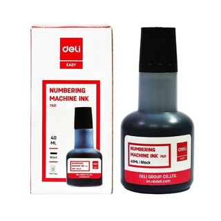 Deli หมึกเครื่องตีเบอร์ หมึกสีดำสำหรับเครื่องรันนัมเบอร์ ขนาด 40 ML