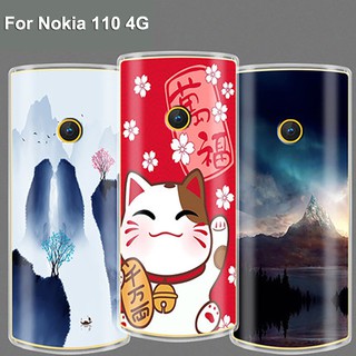 เคสโทรศัพท์ ซิลิโคนนิ่ม TPU ลายเพ้นท์ พร้อมฟิล์มหน้าจอ 1.8 นิ้ว สําหรับ Nokia 110 4G TA-1373 Nokia 110