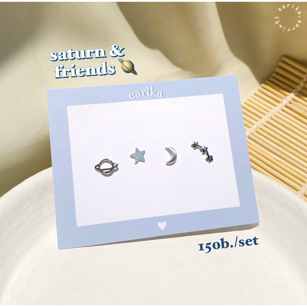 earika.earrings -  Saturn & friends set เซ็ตต่างหูแป้นเงินแท้ เหมาะสำหรับคนแพ้ง่าย