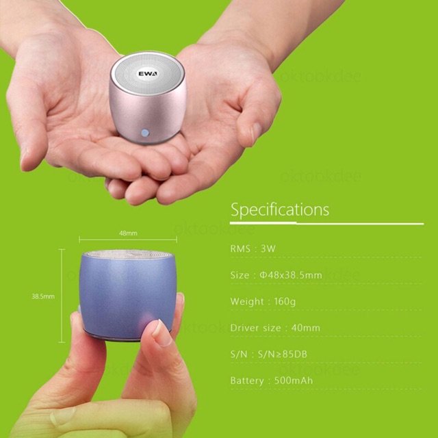 EWA A 103 ลำโพง Bluetooth ไร้สายขนาดจิ๋วแต่แจ๋ว ของแท้ คุณภาพเสียงเบสหนัก มีกล่องใส่เพื่อเก็บลำโพง