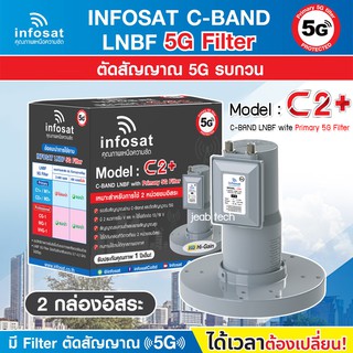 LNB C-Band infosat 5G 2จุดอิสระ รุ่น C2+ (ป้องกันสัญญาณ 5G รบกวน)