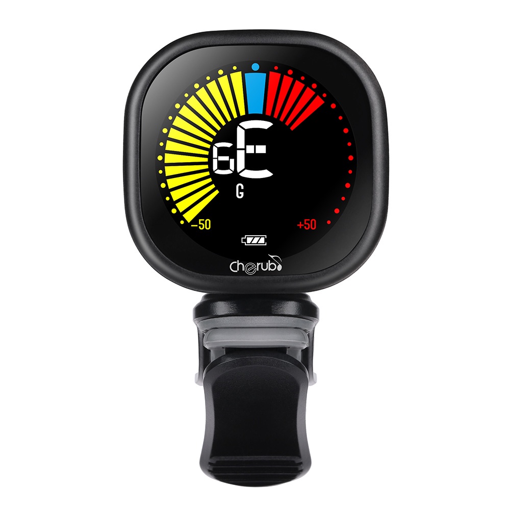 Cherub WST-670 Rechargeable Electric Guitar Tuner Pedal Clip on Mini LCD Tuners for Chromatic Guitar