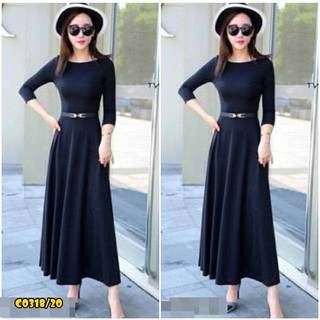 Maxi dress เดรสสีพื้นดำ (โค้ดช้อปฟรี 100 บาท)