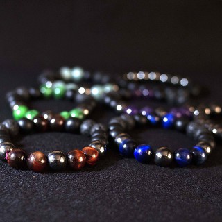 สร้อยข้อมือหินอเมทิสต์ AMETHYST เฮมาไทด์ HEMATITE นิลดำด้าน MATTE ONYX  ลาวา LAVA BRACELET 10 มม ( พร้อมส่ง )